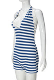 Striped Halter Neck Romper