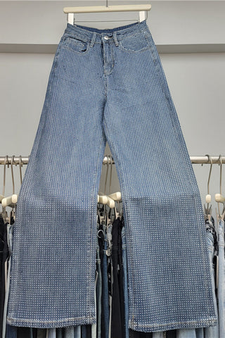 Rhinestone Straight-Leg Jeans