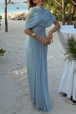 Draped Off-Shoulder Evening Gown