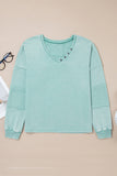 V-Neck Button-Accent Sweatshirt