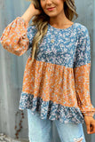Floral Patchwork Long Sleeve Blouse