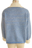 Striped Button Cardigan with Contrasting Collar