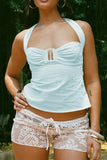 Halter Neck Ribbed Camisole