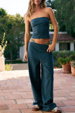 Strapless Striped Pants Set
