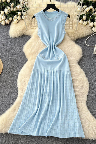 Sleeveless Pleated Midi Dress