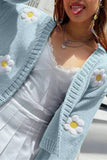 Floral Appliqué Open-Front Cardigan