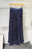 Pleated Polka Dot Maxi Skirt