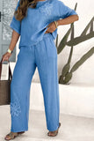 Floral Detail Relaxed Pants Set