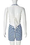 Striped Halter Neck Romper