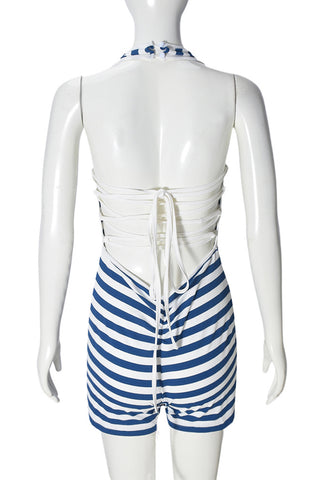 Striped Halter Neck Romper