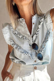 Ruffle Trim Sleeveless Blouse