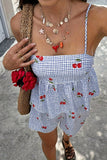 Spaghetti Strap Cherry Print Casual Set