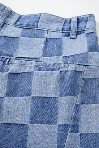 Checkered Wide Leg Casual Pants