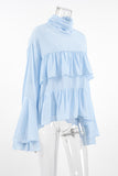 Ruffled High-Neck Blouse