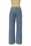 Fold-Over Waist Wide Leg Jeans