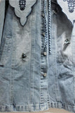 Patterned Collar Denim Jacket