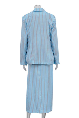 Striped Blazer and Dress Set