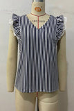 Striped Ruffle Sleeve Tank Top