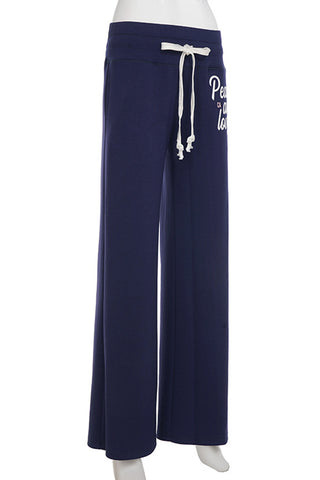Wide-Leg Drawstring Casual Pants