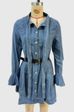 Button-Front Denim Dress