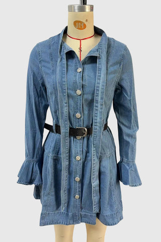 Button-Front Denim Dress