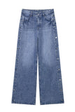 Straight Leg Jeans with Side Buttons