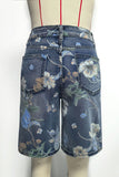Floral Printed Denim Shorts