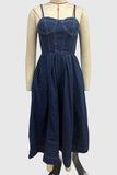 Spaghetti Strap Denim Midi Dress