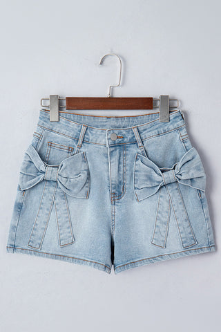 Stylish Bow-Detail Denim Shorts
