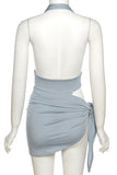 Halter Bodysuit & Draped Skirt Set