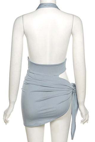 Halter Bodysuit & Draped Skirt Set