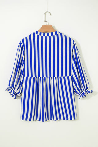 Striped Button-Front Blouse