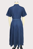 Belted Button-Front Denim Dress