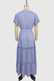 Flowy V-Neck Casual Maxi Dress