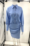 Casual Collared Striped Shirt Dress