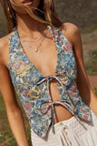 Tie-Front Floral Vest
