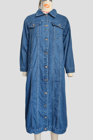 Long Denim Jacket With Button Details