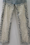 Lace Overlay Straight Jeans
