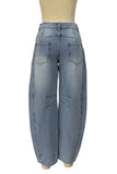Distressed Wide-Leg Denim Jeans