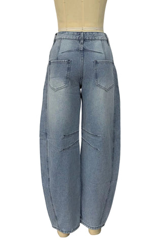 Distressed Wide-Leg Denim Jeans