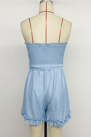 Strapless Smocked Romper with Belt