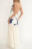 Elegant Floral Halter Evening Dress