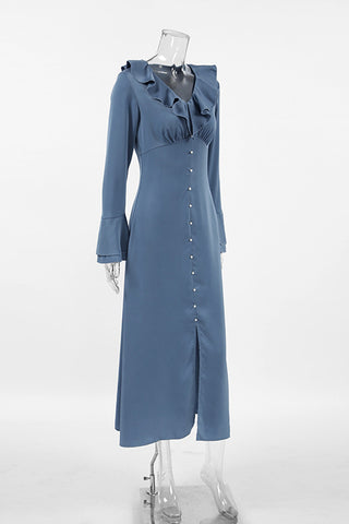 Ruffled Button-Down Casual Dress