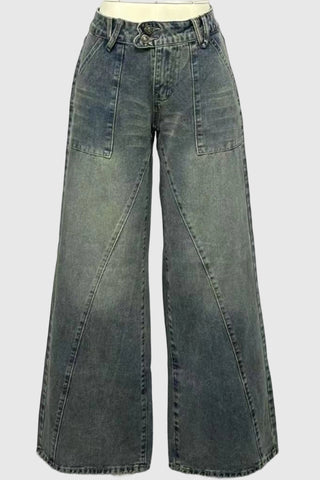 Wide-Leg Buttoned Jeans