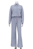 Plaid Button-Up Pants Set