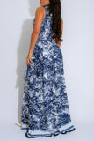 Printed Maxi Casual Dress with Side Slit