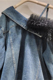 Denim Jacket with Ruffle Detail