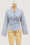 Wrap-Front Striped Blouse