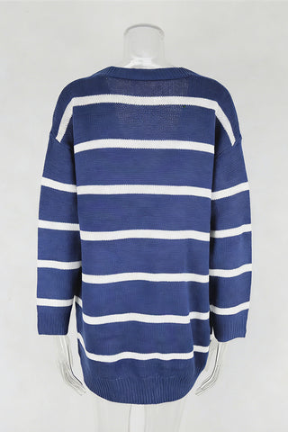 Striped Button-Front Cardigan