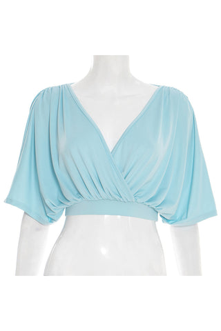Draped V-Neck Batwing T-Shirt
